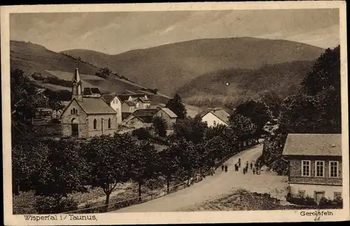 Ak Geroldstein Heidenrod im Taunus, Wispertal, Dorfpartie