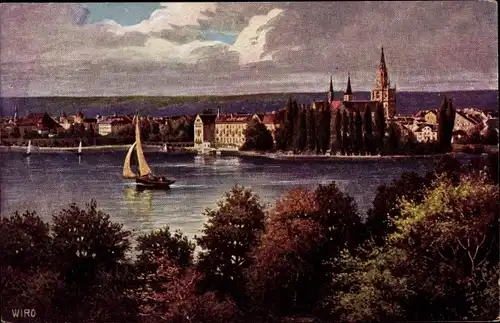Künstler Ak Konstanz am Bodensee, Stadtansicht, Wiro 2397
