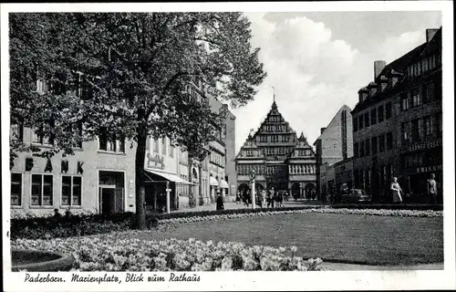 Ak Paderborn in Westfalen, Marienplatz, Rathaus, Barmer Ersatzkasse, Bank