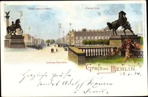 Litho Berlin Mitte, Unter den Linden, Zeughaus, Schlossterrasse