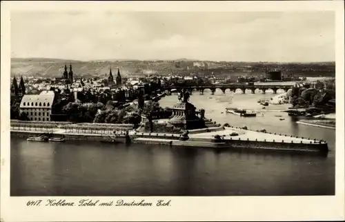 Ak Koblenz am Rhein, Kaiser Wilhelm Denkmal, Deutsches Eck