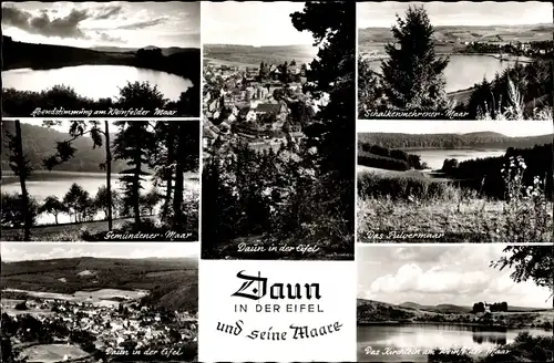 Ak Daun in der Eifel, Weinfelder Maar, Ortsansicht, Panorama