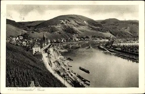 Ak Bernkastel Kues an der Mosel, Moseltalblick mit Ruine Landshut