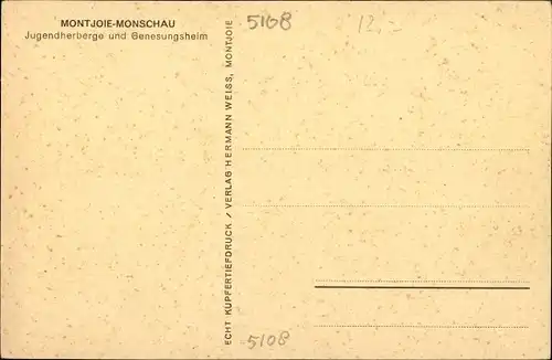 Ak Monschau Montjoie in der Eifel, Jugendherberge und Genesungsheim