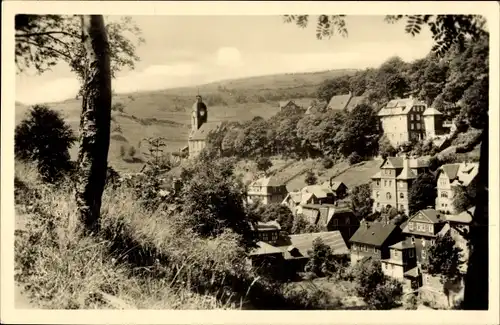 Ak Lauscha im thüringischen Kreis Sonneberg , Blick auf den Ort, Kirche