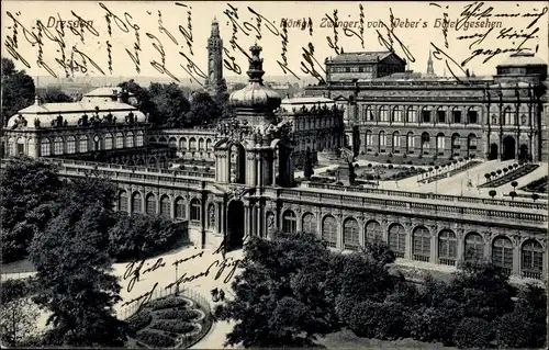 Ak Dresden Altstadt, Königlicher Zwinger von Webers Hotel gesehen