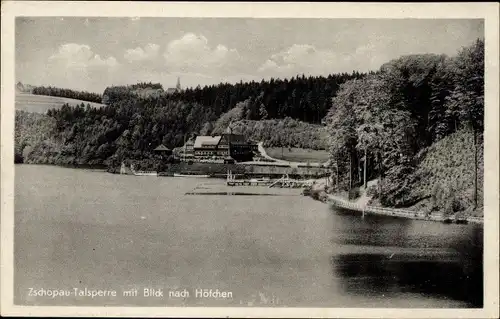 Ak Kriebstein Mittelsachsen, Zschopau Talsperre mit Blick nach Höfchen, Wald