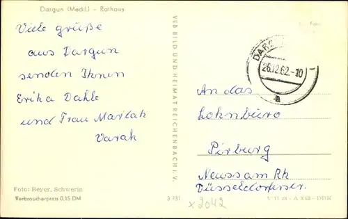 Ak Dargun in Mecklenburg, Rathaus