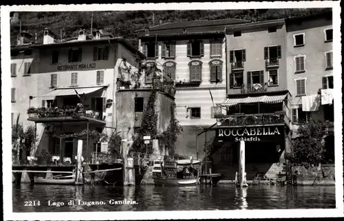 Ak Gandria Lago di Lugano Tessin Schweiz, Ristorante Mira Lago, Roccabella, Schönfels