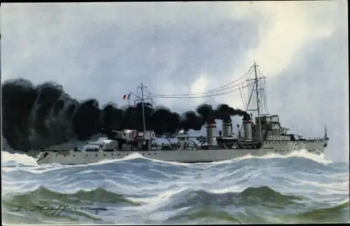 Künstler Ak Haffner, Torpilleur Siroco, Französ. Kriegsschiff, Ligue Maritime et Coloniale
