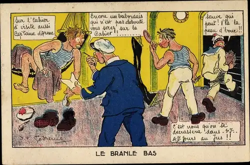 Ak Le Branle Bas, Französische Seeleute, Garde a vos