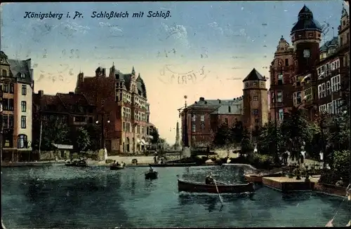 Ak Kaliningrad Königsberg Ostpreußen, Schlossteich mit Schloss