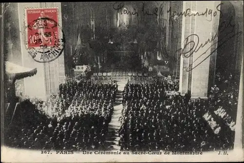 Ak Paris XVIII. Arrondissement Buttes-Montmartre, Une Ceremonie au Sacre Coeur de Montmartre