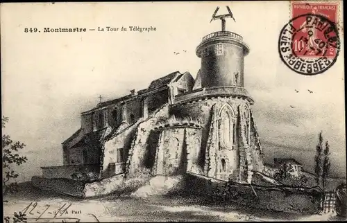 Ak Paris XVIII. Arrondissement Buttes-Montmartre, La Tour du Telegraphe