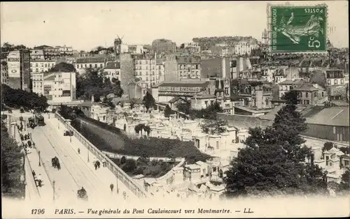 Ak Paris XVIII. Arrondissement Buttes-Montmartre, Vue Generale du Pont Caulaincourt