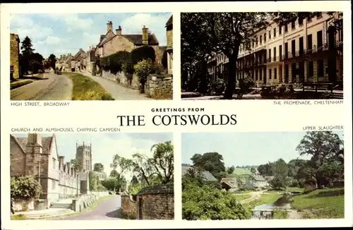 Ak Cheltenham Gloucestershire England, The Cotswolds, Upper Slaughter, Chipping Champden