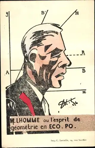 Künstler Ak M. Lhomme ou l'esprit de geometrie en ECO. PO.