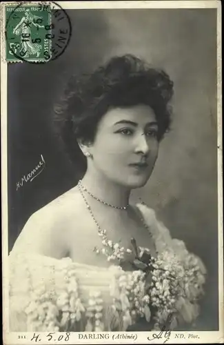 Ak Schauspielerin Darling, Athenée, Portrait