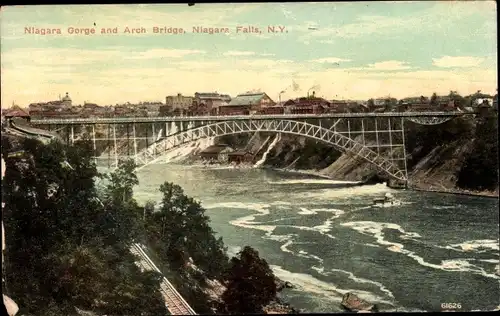 Ak New York City USA, Niagara Gorge and Arch Bridge, Niagara Falls