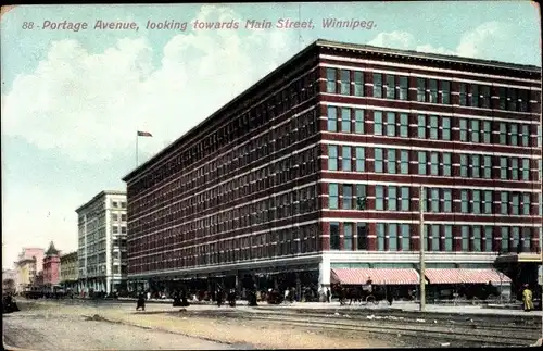 Ak Winnipeg Manitoba Kanada, Portage Avenue, looking towards Main Street
