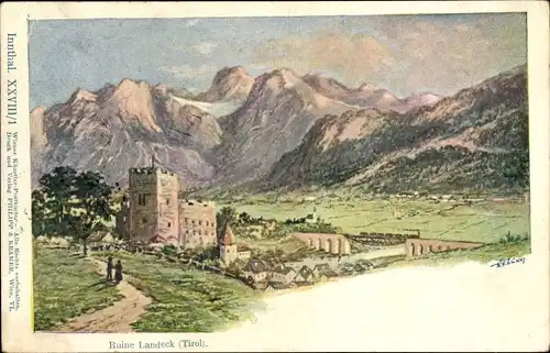 Künstler Ak Ruine Landeck in Tirol