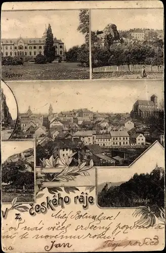Ak Turnov Turnau Reg. Reichenberg, Pozdrav c ceskeho raje, Valdstejn, Sychrov