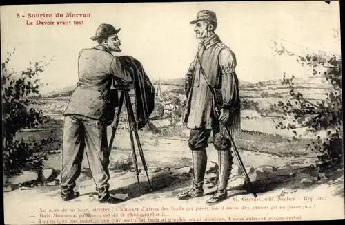Ak Sourire du Morvan, Le Devoir avant tout, Mann mit Fotoapparat