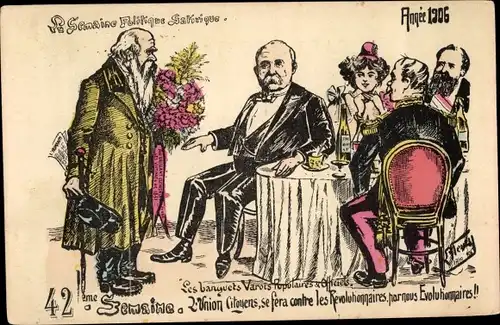 Künstler Ak La Semaine Politique Satirique, Année 1906, Revolutionnaires, Evolutionnaires