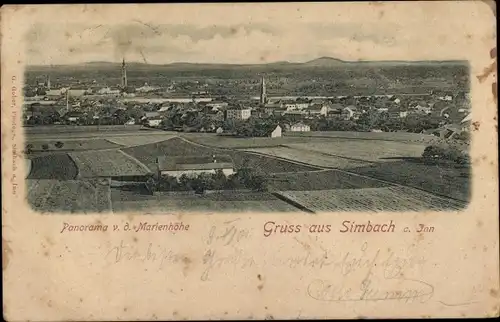 Ak Simbach am Inn Niederbayern, Panorama von der Marienhöhe aus