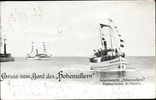 Ak Salondampfer Hohenzollern, Restaurateur H. Peters