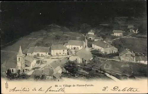 Ak Pierre Percée Meurthe et Moselle, Ort bei Nacht aus der Vogelschau