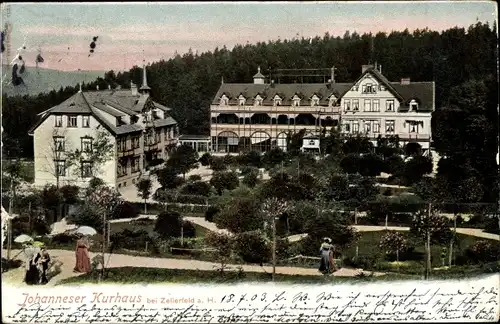 Ak Clausthal Zellerfeld, Blick auf Johanneser Kurhaus, Garten