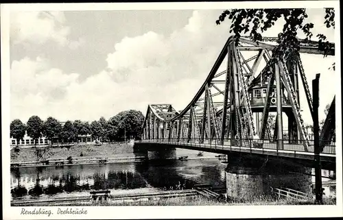 Ak Rendsburg in Schleswig Holstein, Drehbrücke