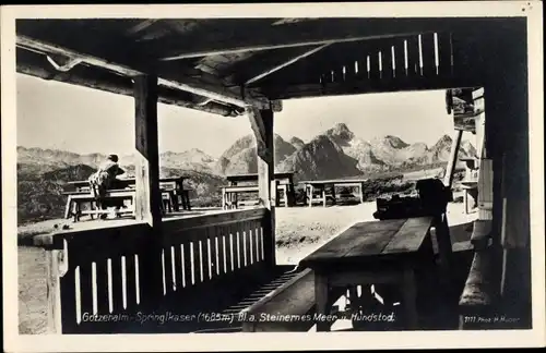 Ak Berchtesgaden in Oberbayern, Gotzenalm, Springkaser, Steinernes Meer, Hundstod