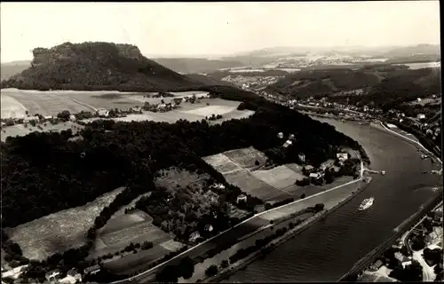 Ak Königstein an der Elbe Sächsische Schweiz, Festung, Blick zum Lilienstein