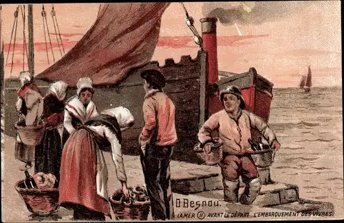 Künstler Ak Besnou, O., L'Embarquement des Vivres, Fischer