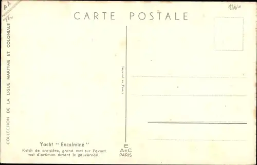 Künstler Ak Yacht Encalminé, Ligue Maritime et Coloniale