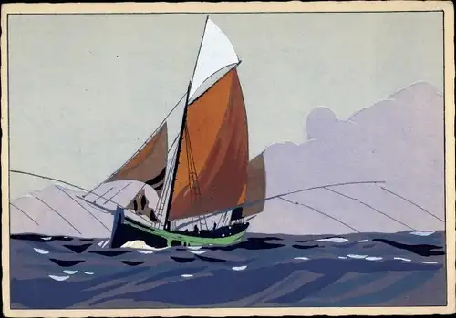 Ak Fischerboot auf dem Meer