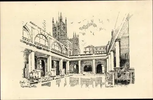 Künstler Ak Bath Somerset, Roman Baths