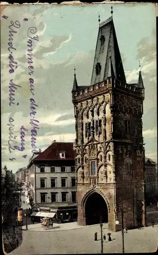 Ak Praha Prag Tschechien, Parler Turm an der Karlsbrücke