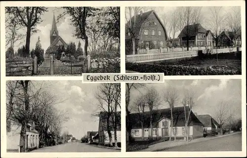 Ak Eggebek Kreis Flensburg, Kirche, Straßenpartie, Gebäude