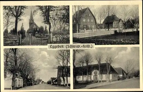 Ak Eggebek Kreis Flensburg, Kirche, Straßenpartie, Gebäude