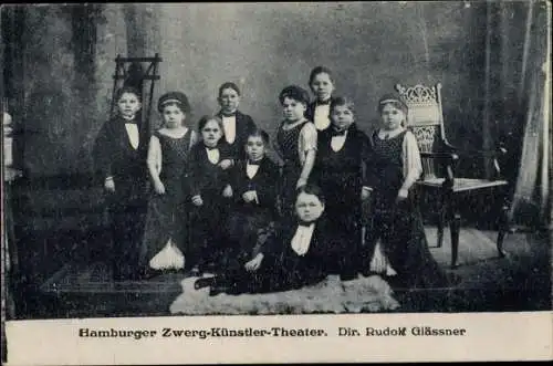 Ak Hamburger Zwerg Künstler Theater, Dir. Rudolf Glässner