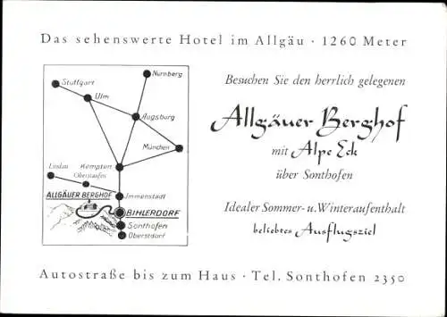 Ak Sonthofen im Oberallgäu Schwaben, Hotel Allgäuer Berghof, Alpe Eck