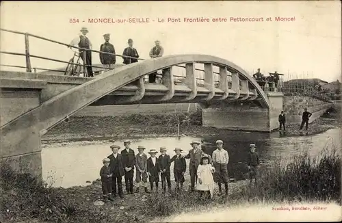 Ak Moncel sur Seille Meurthe et Moselle, Le Pont Frontiere entre Pettoncourt et Moncel