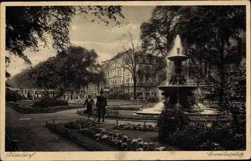 Ak Düsseldorf am Rhein, Corneliusplatz, Brunnen