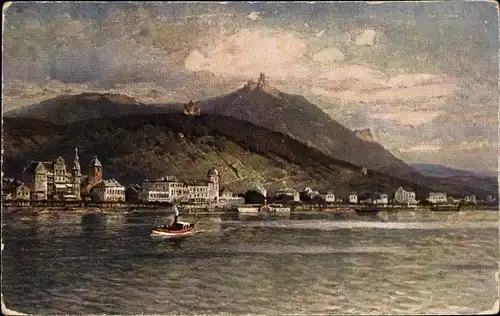 Künstler Ak Königswinter Rhein, Siebengebirge, Burg Drachenfels