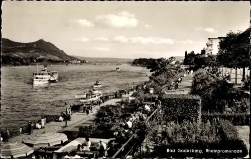 Ak Bad Godesberg Bonn am Rhein, Rheinpromenade