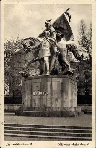 Ak Frankfurt am Main, Blick auf das Bismarckdenkmal, Reiterstandbild