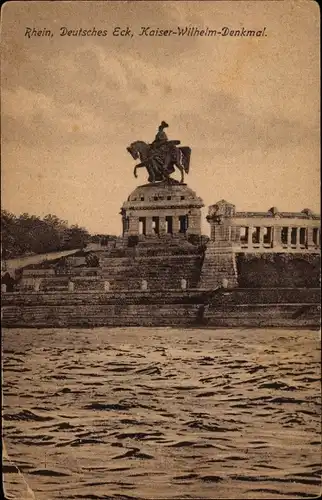 Ak Koblenz am Rhein, Deutsches Eck, Kaiser Wilhelm-Denkmal